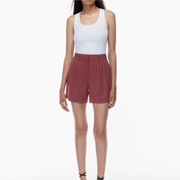 Babaton Aritzia Burgundy Trouser Shorts size 2 - Picture 2 of 2